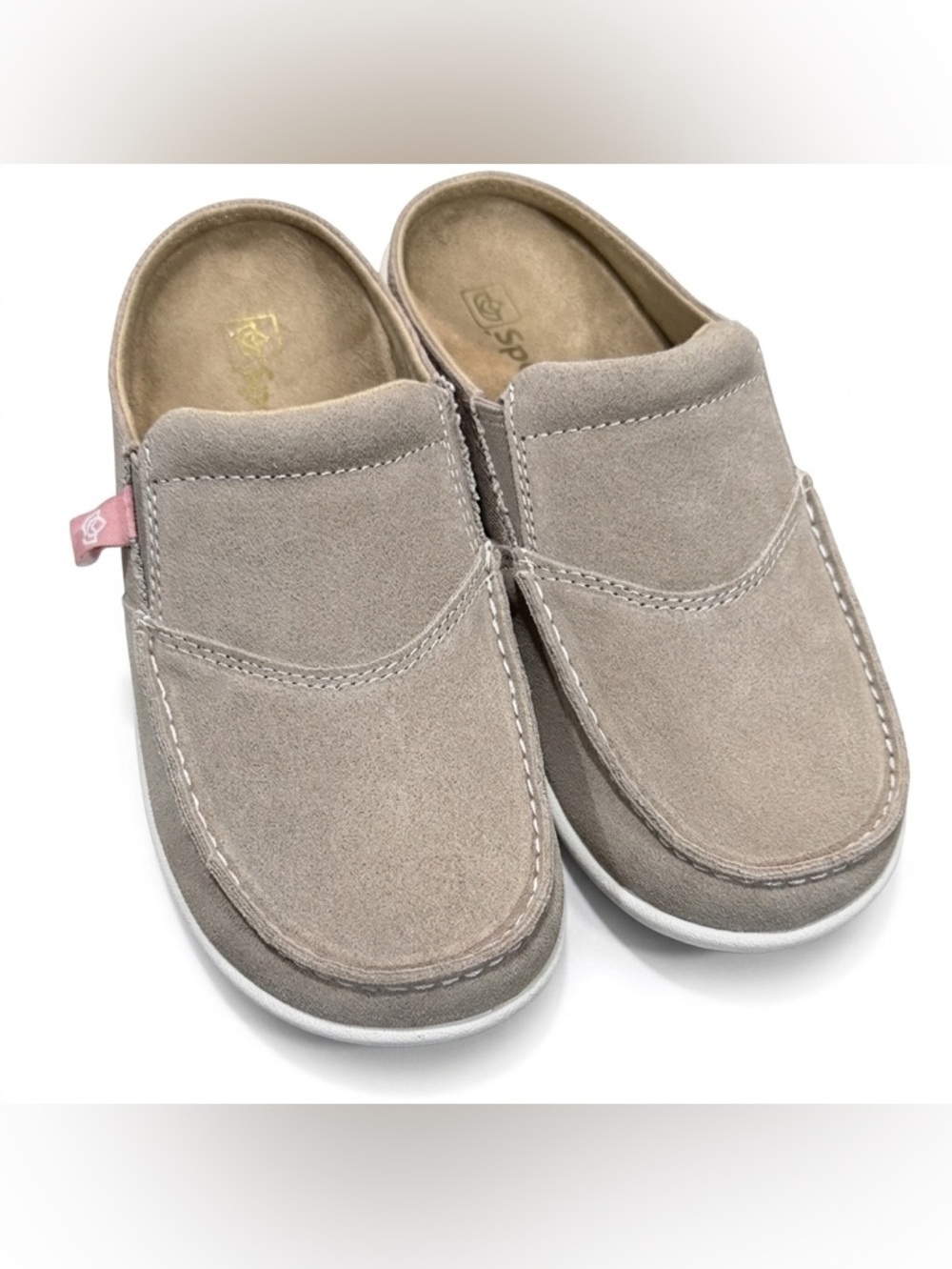 Spenco Women's Tan Suede Mules - Orthotic Comfort Slip-On Clogs Size 5.5